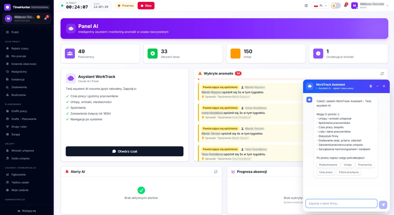 TimeHunter — Analityka AI